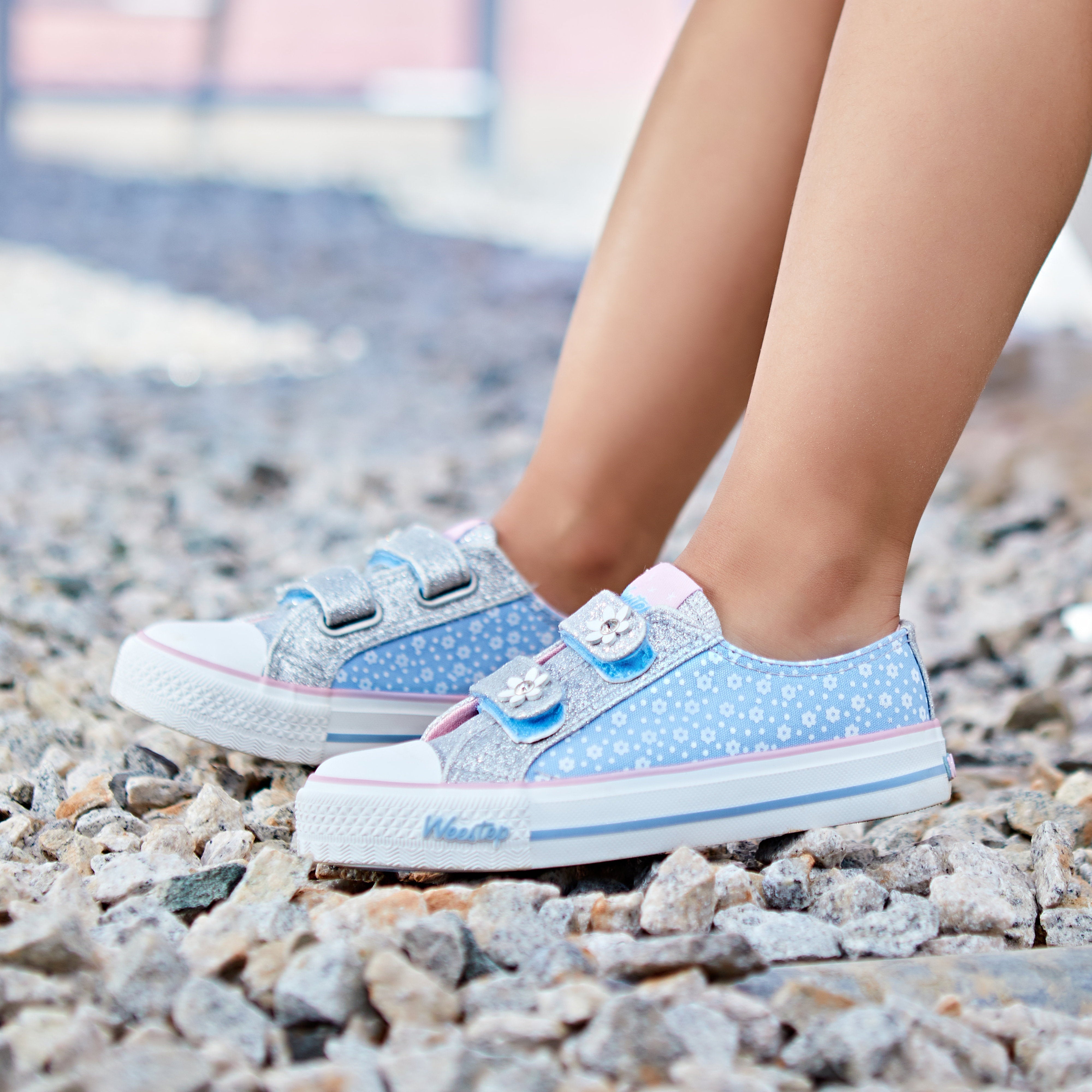 Glitter Flowers Strap Sneaker