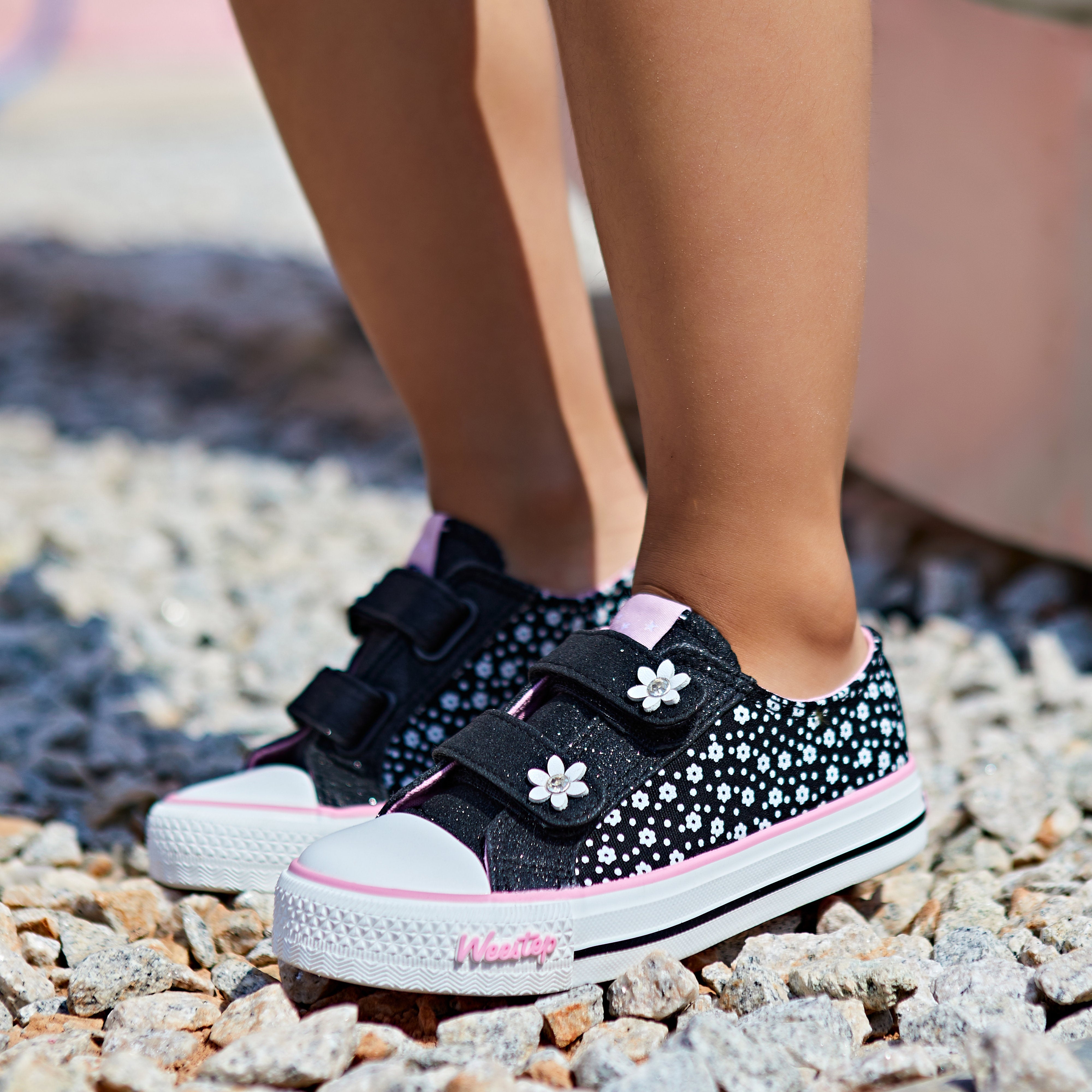 Glitter Flowers Strap Sneaker