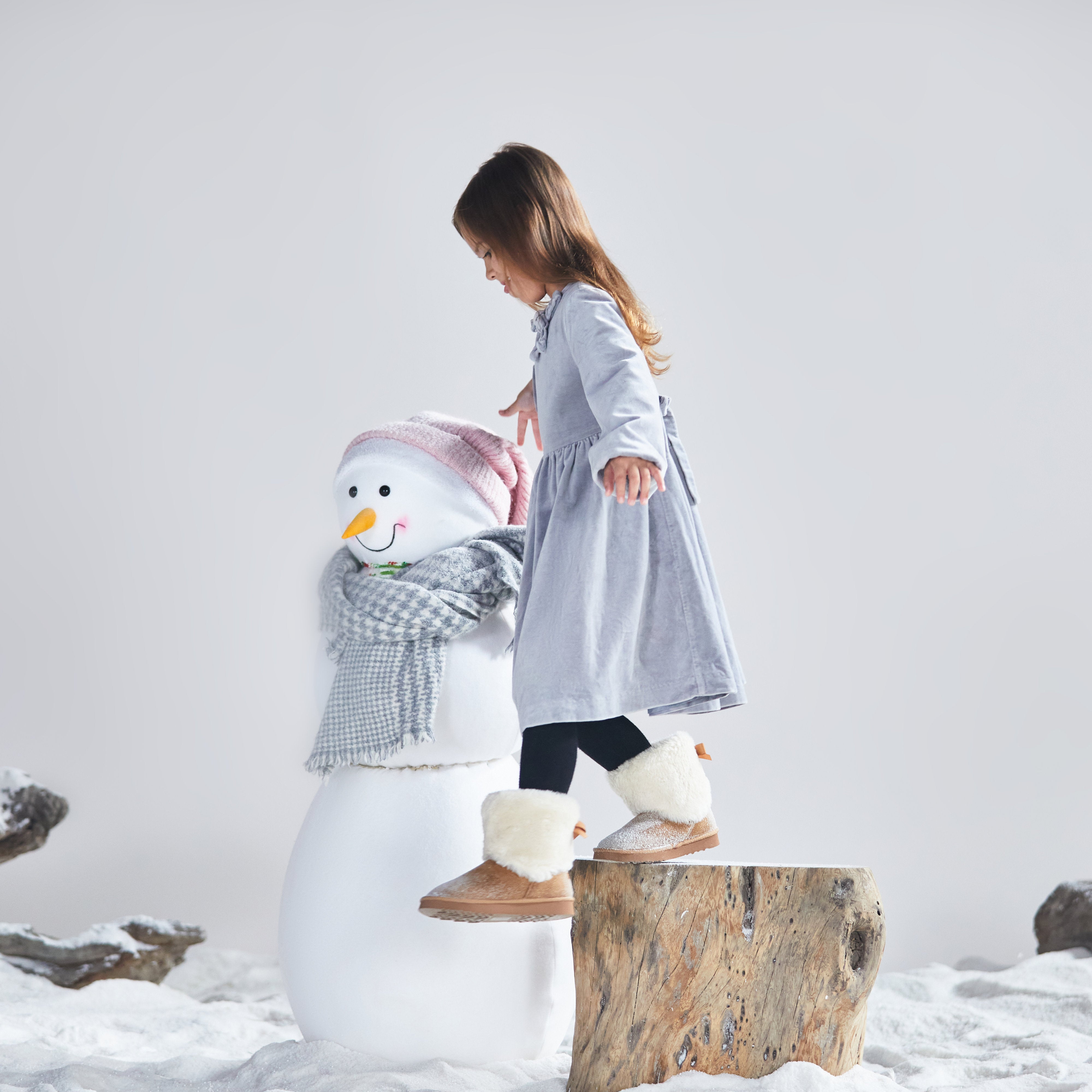 Toddler Little Kid Classic Furry Bow Snow Boots