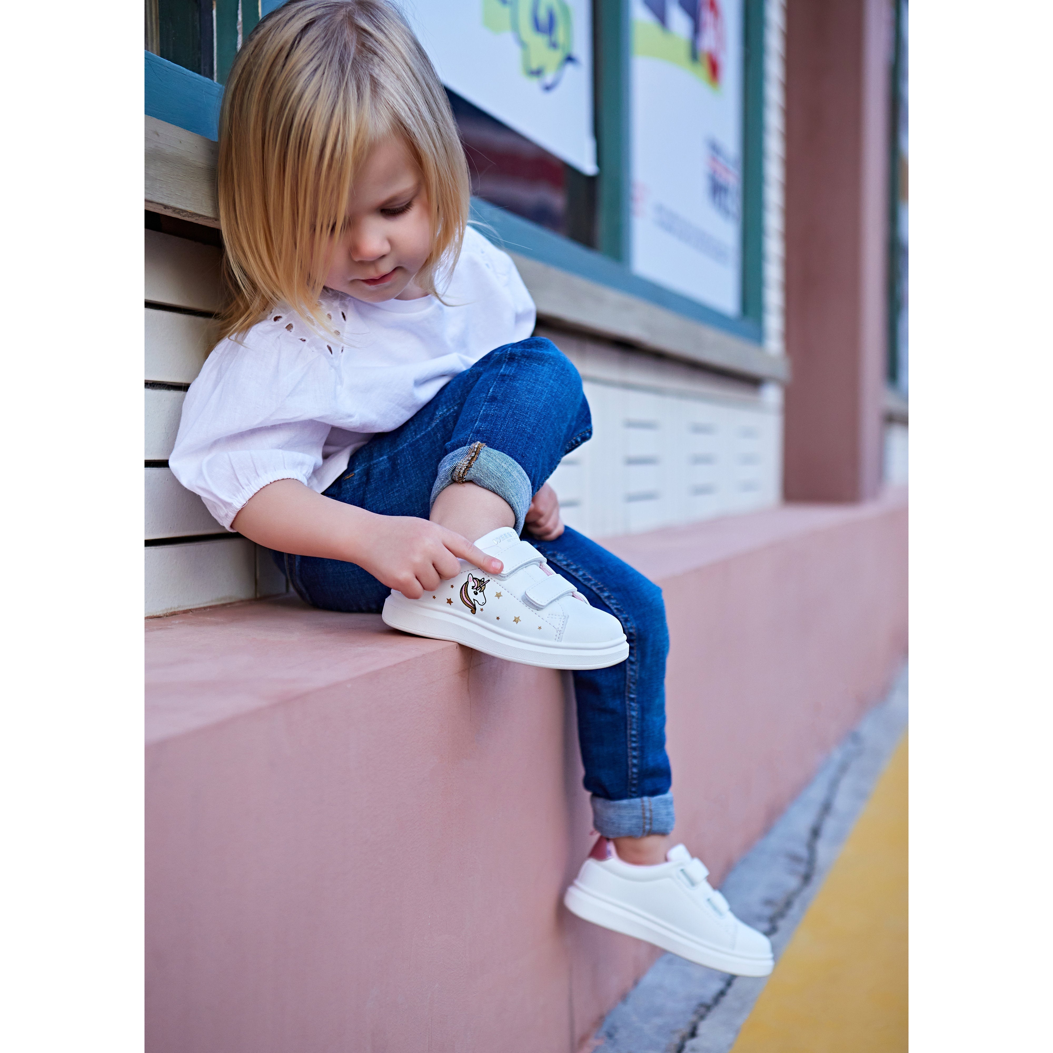 Toddler Little Kid Rainbow Unicorn Street Style White Sneaker