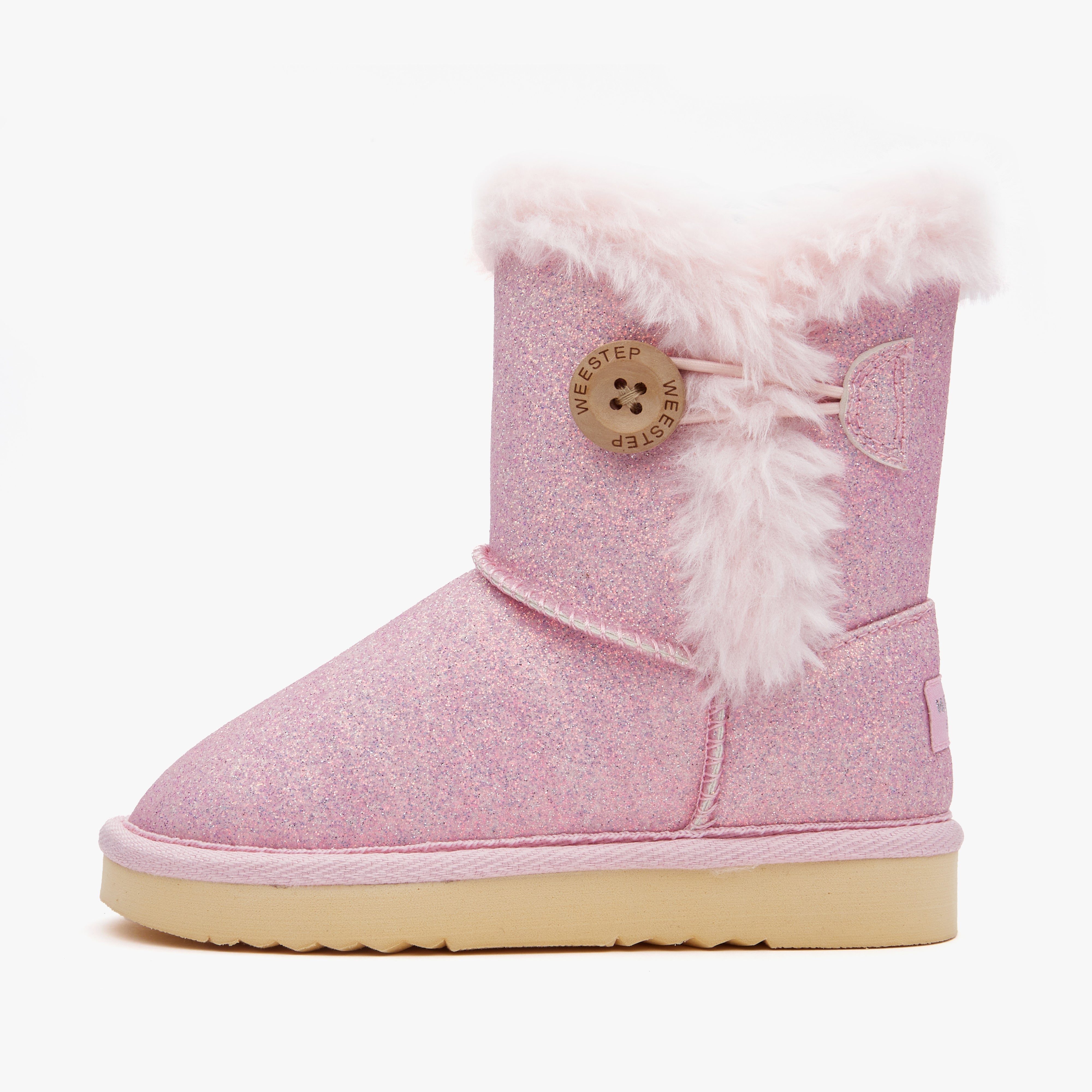 Toddler Little Kid Glitter Classic Button Snow Boots