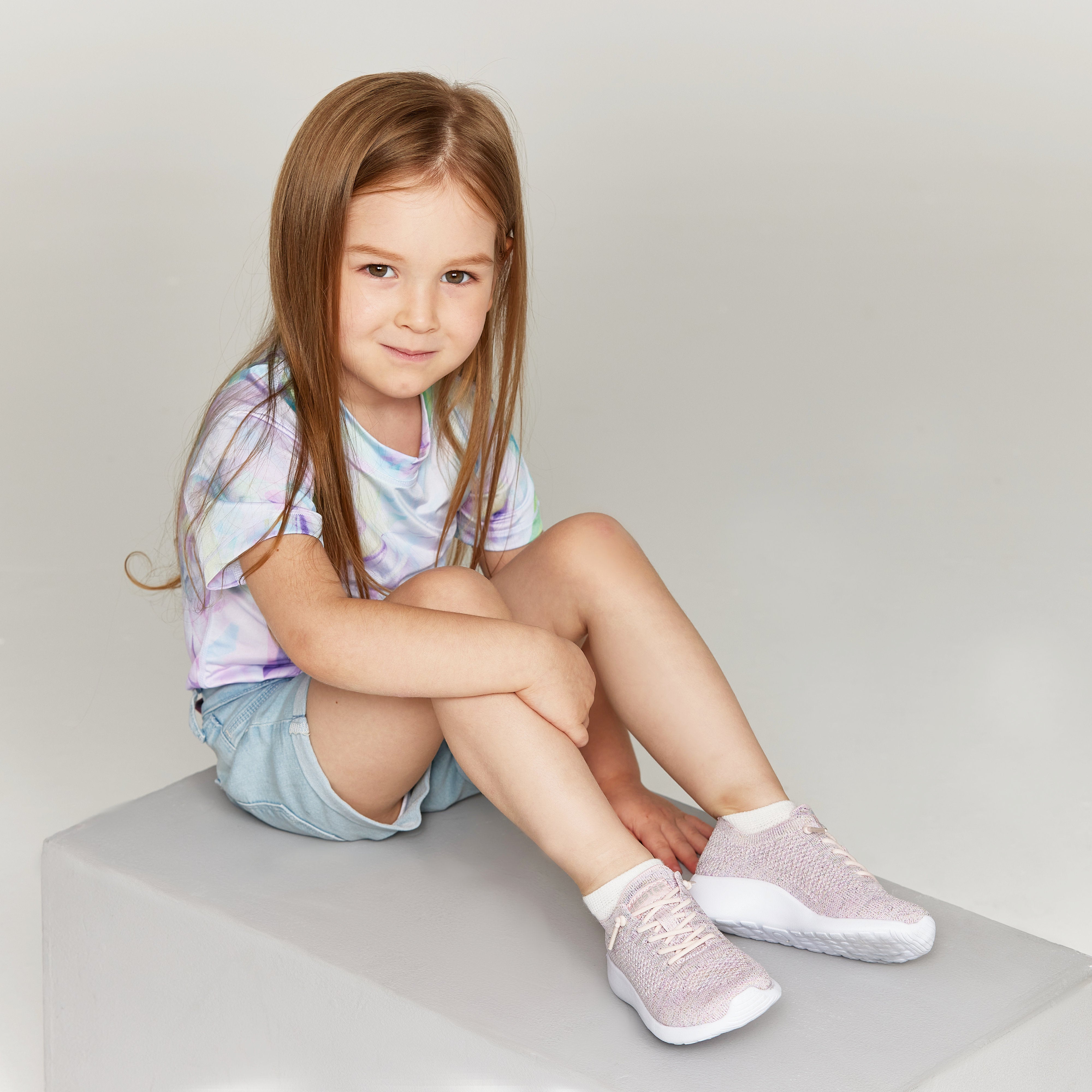 Toddler Little Kid Lightweight Knit Glitter Memory Foam Running Sneakers
