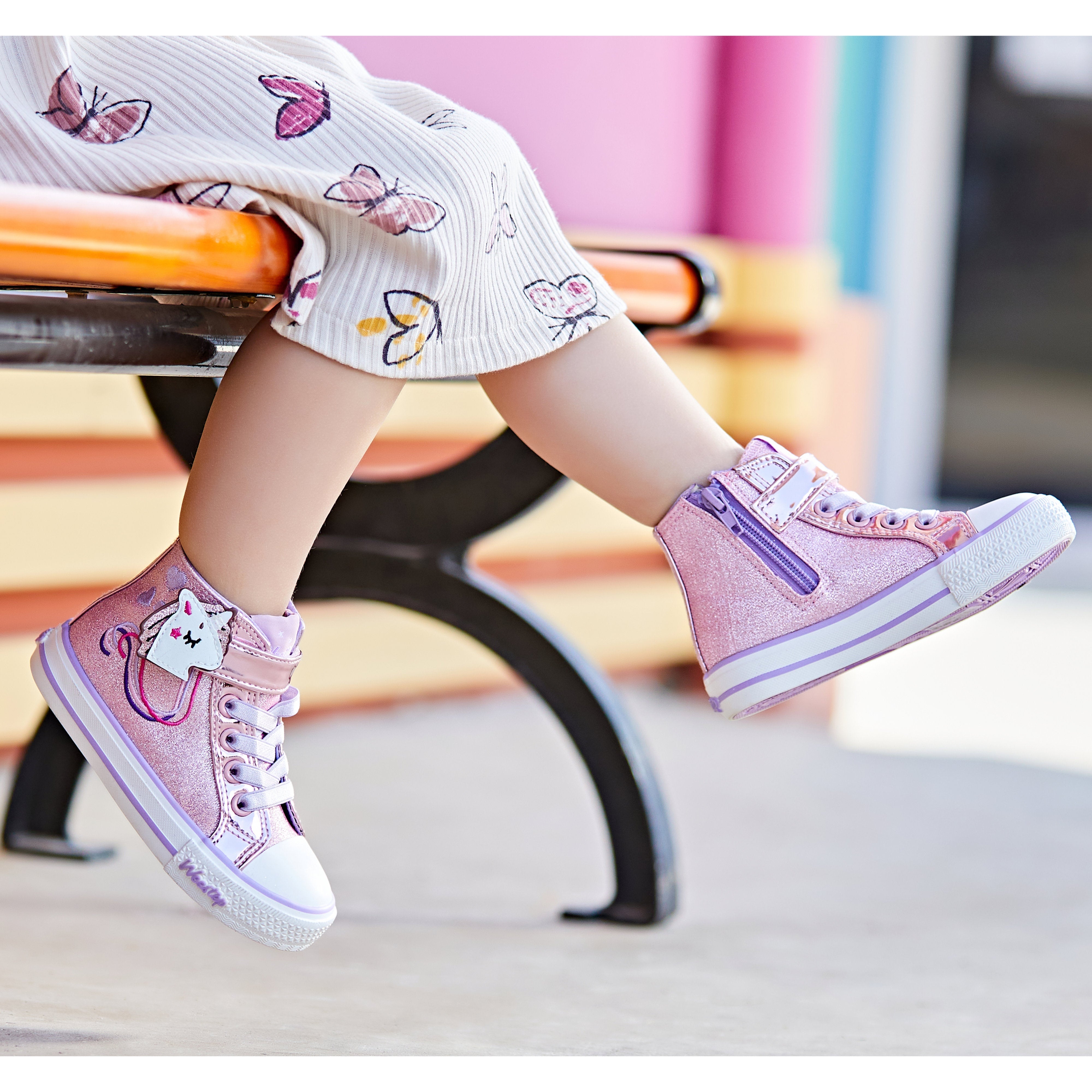 Toddler Little Kid Glitter Unicorn Mid-Top Sneaker