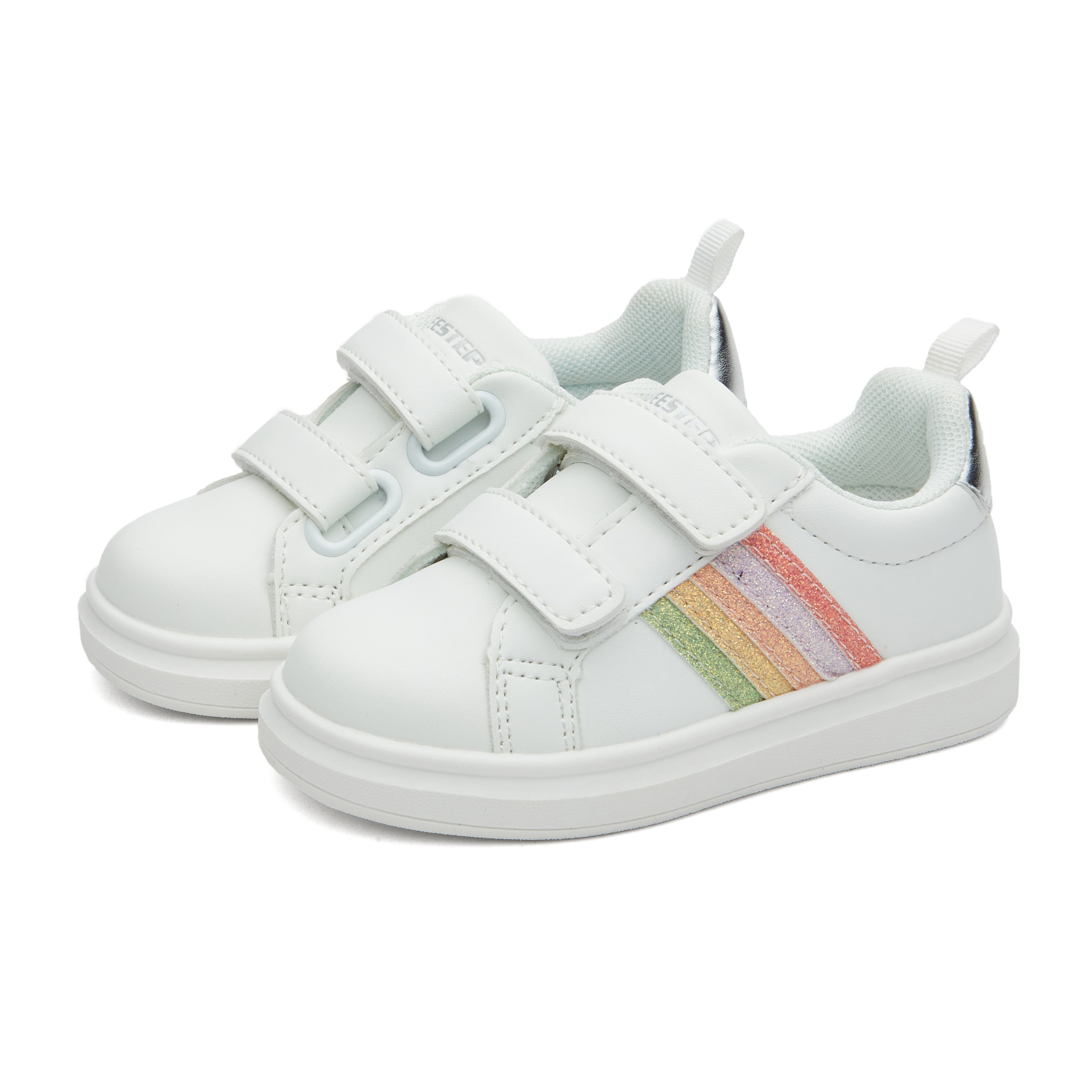 Toddler Little kid Rainbow Stripes Street Style White Sneaker