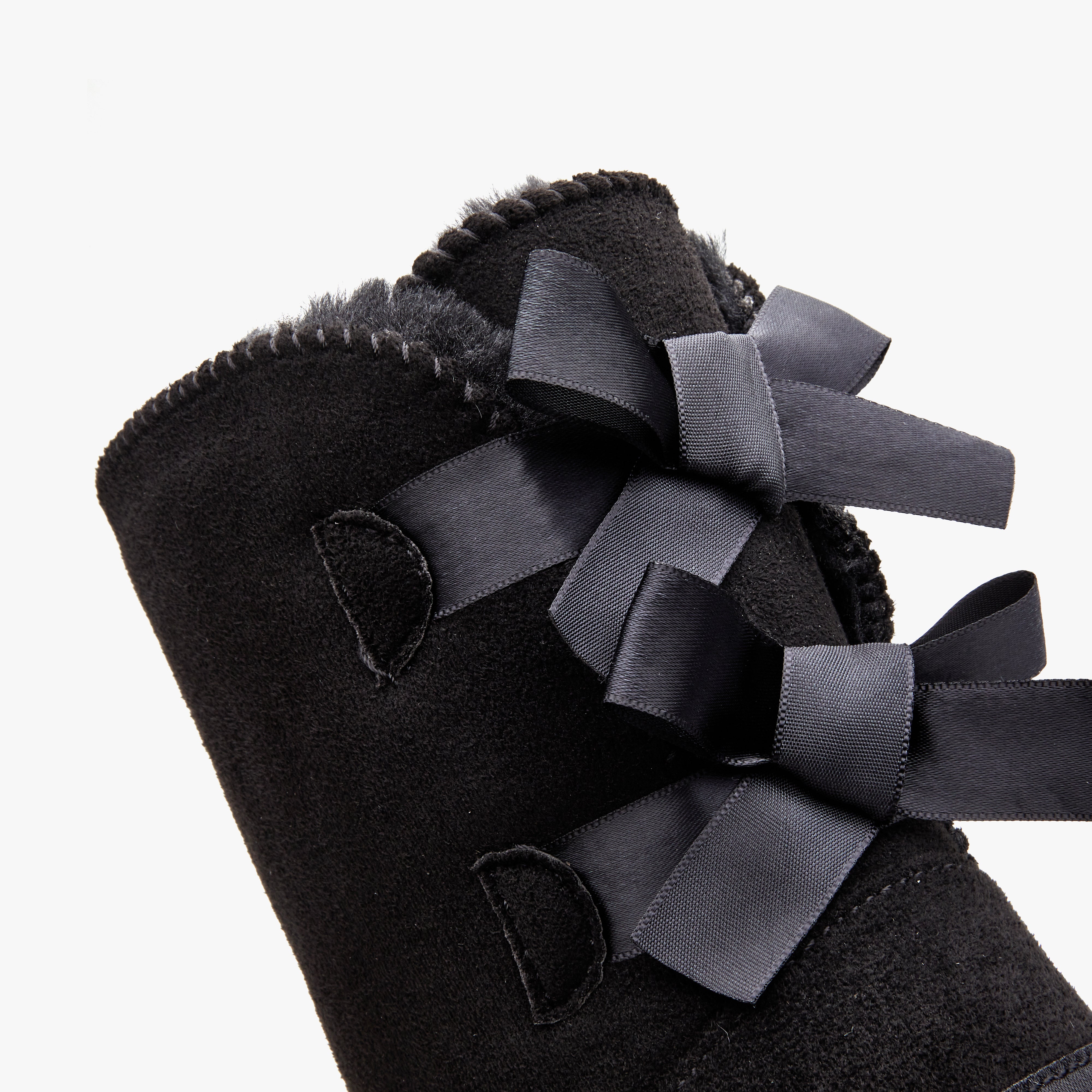 Women Mid-Calf Faux Fur Lined Double Back-Bow Winter Snow Boots