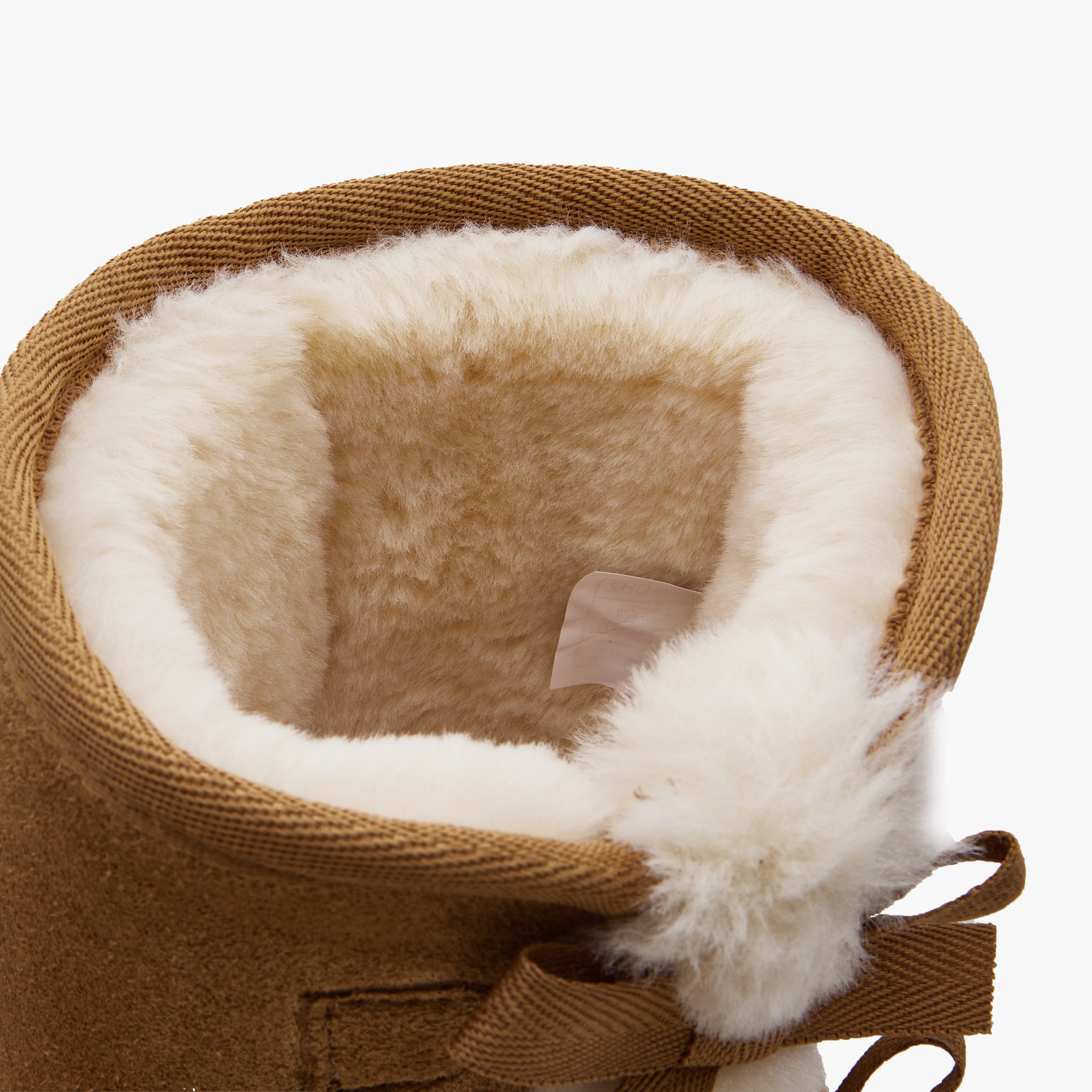 light brown bow faux fur lined short boots