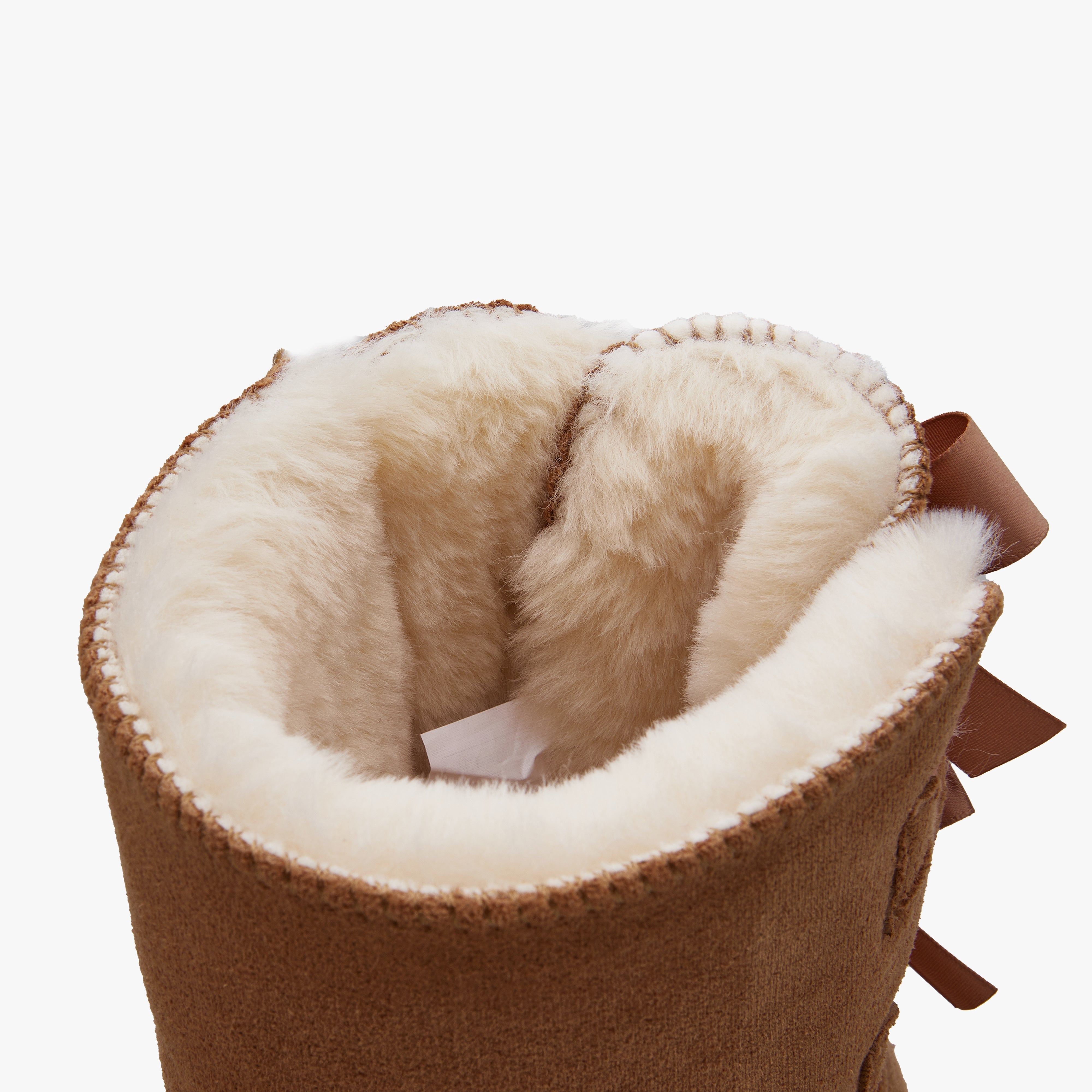 Women Mid-Calf Faux Fur Lined Double Back-Bow Winter Snow Boots