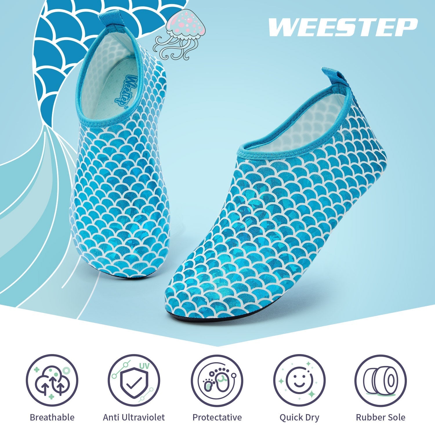 Aqua Sock Shoes Mermaid Tale Style