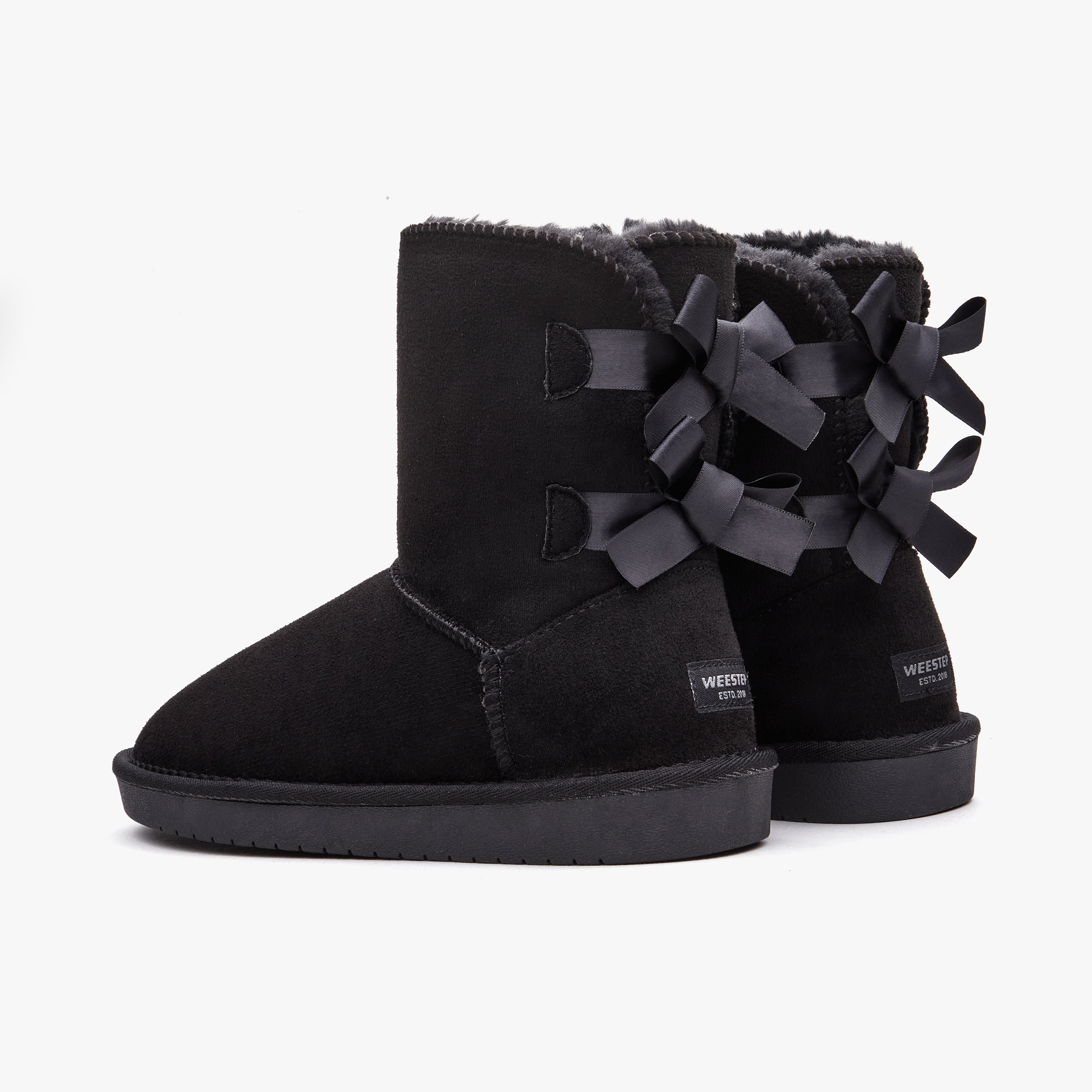 Women Mid-Calf Faux Fur Lined Double Back-Bow Winter Snow Boots