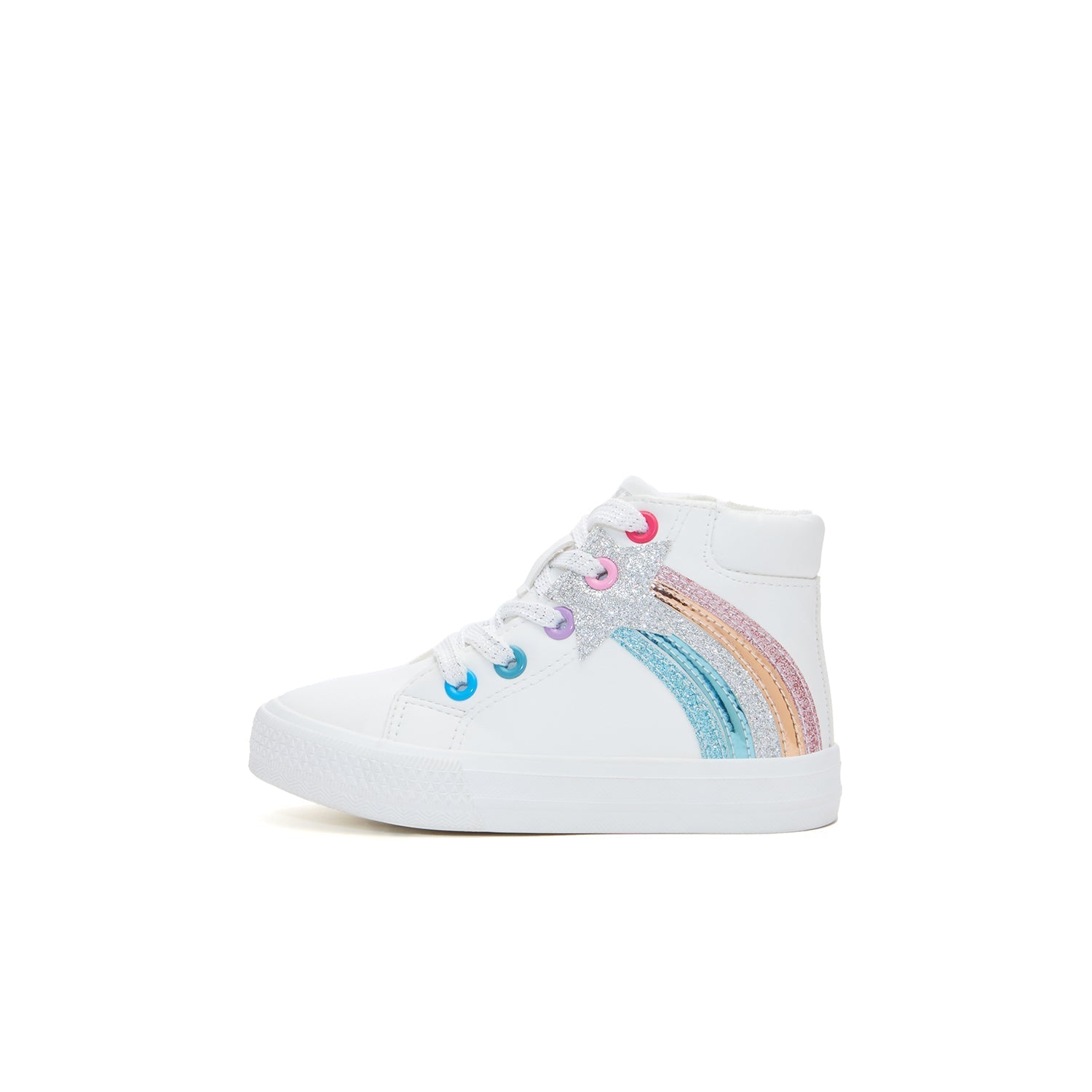 Toddler Little Kid Rainbow Mid-Top White Sneaker