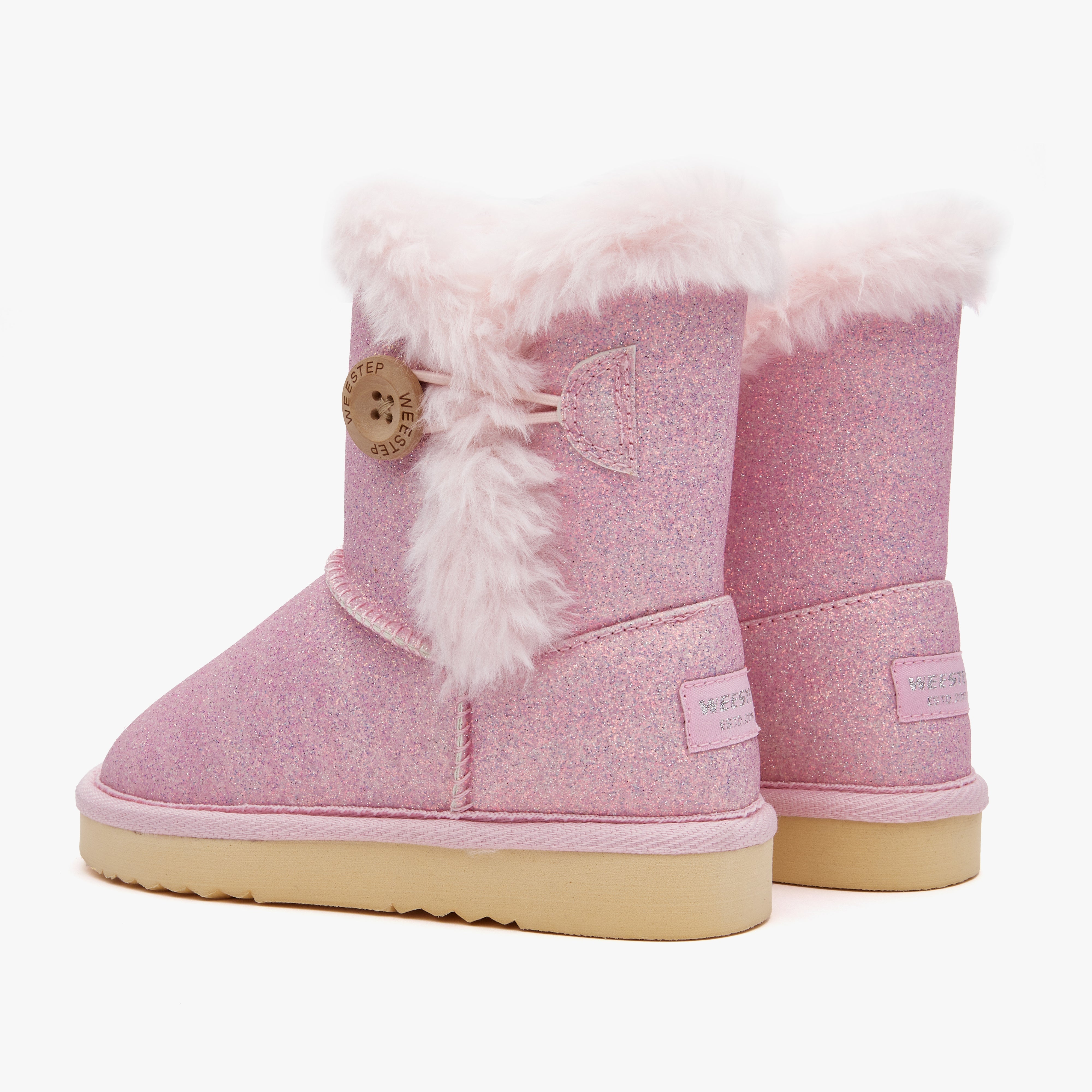 Toddler Little Kid Glitter Classic Button Snow Boots