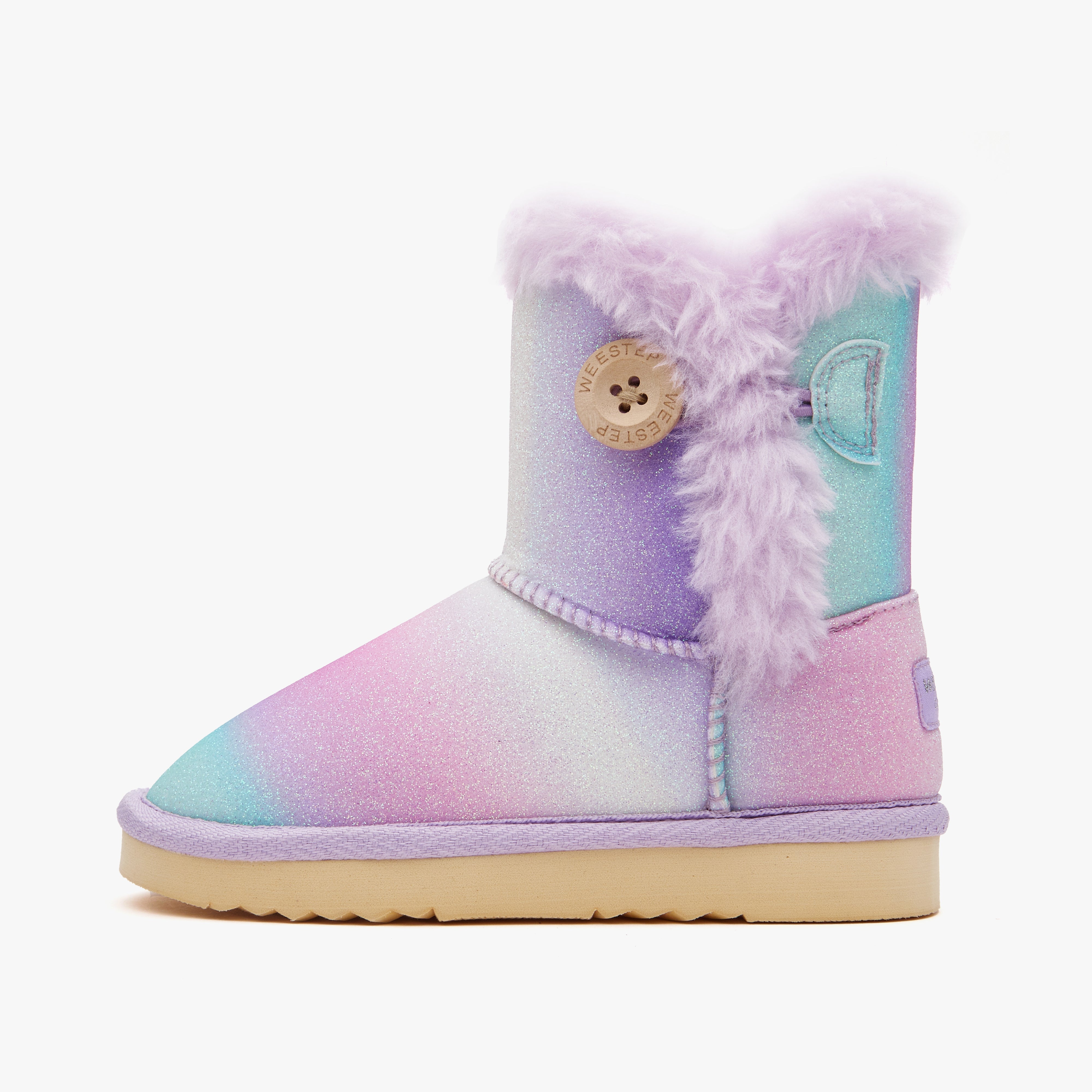 Toddler Little Kid Glitter Classic Button Snow Boots