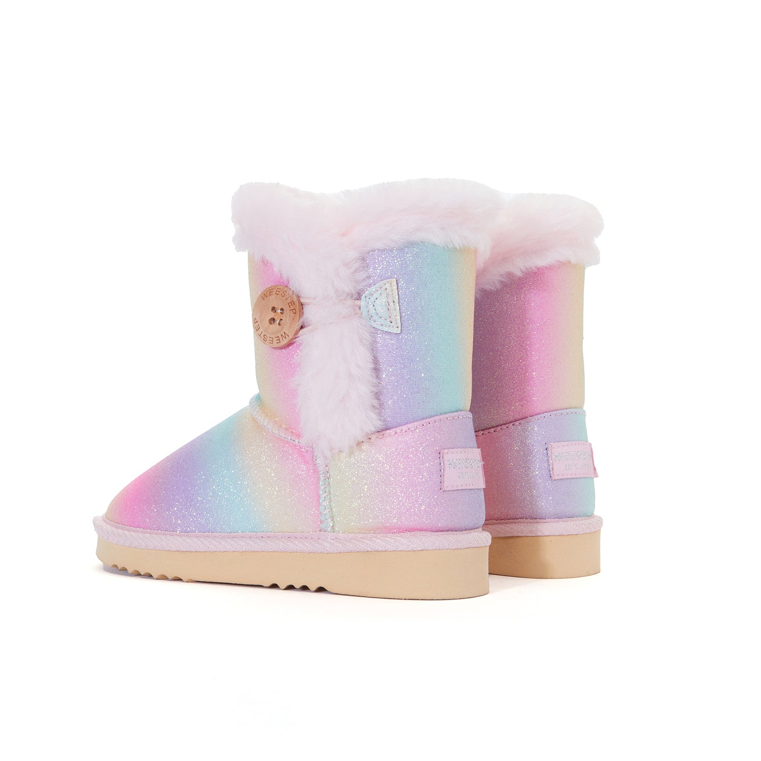 Toddler Little Kid Glitter Classic Button Snow Boots
