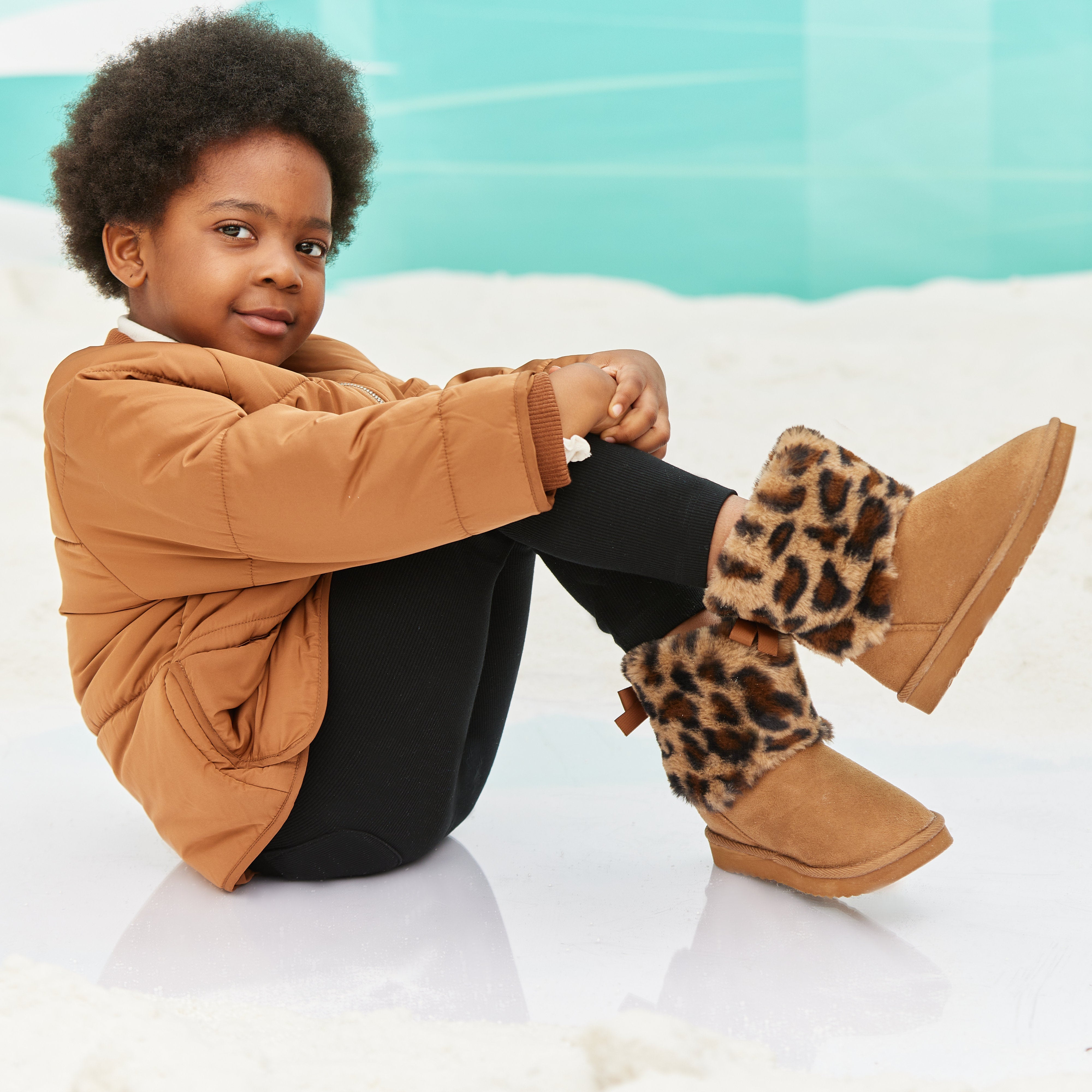 Toddler Little Kid Classic Furry Bow Snow Boots